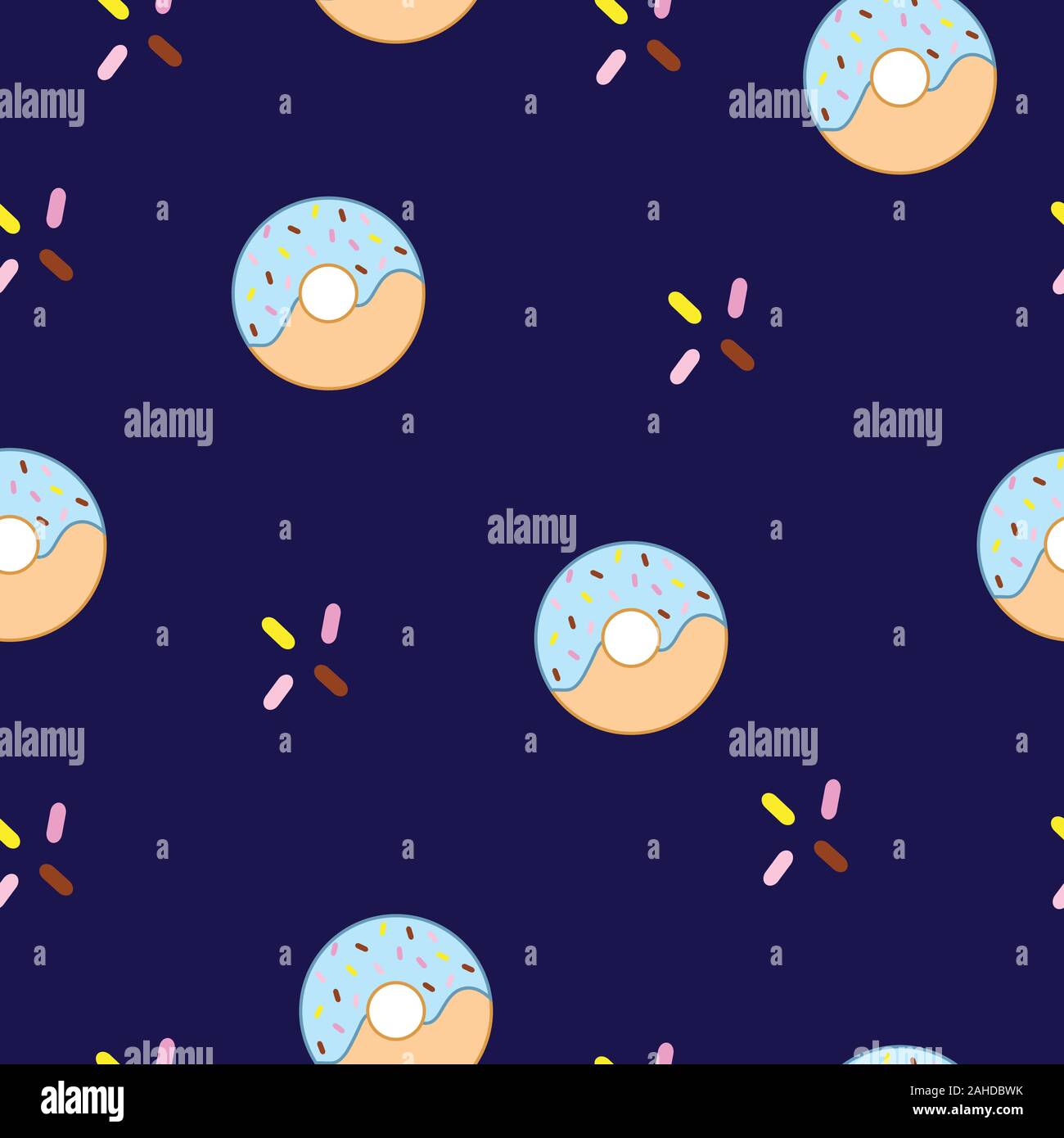 seamless pattern with donuts vector - blue theme Stock Vector Image ...