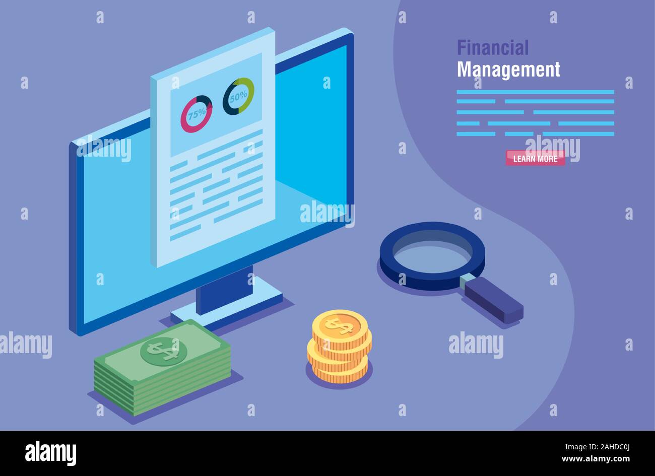 financial management with computer and icons Stock Vector Image & Art ...