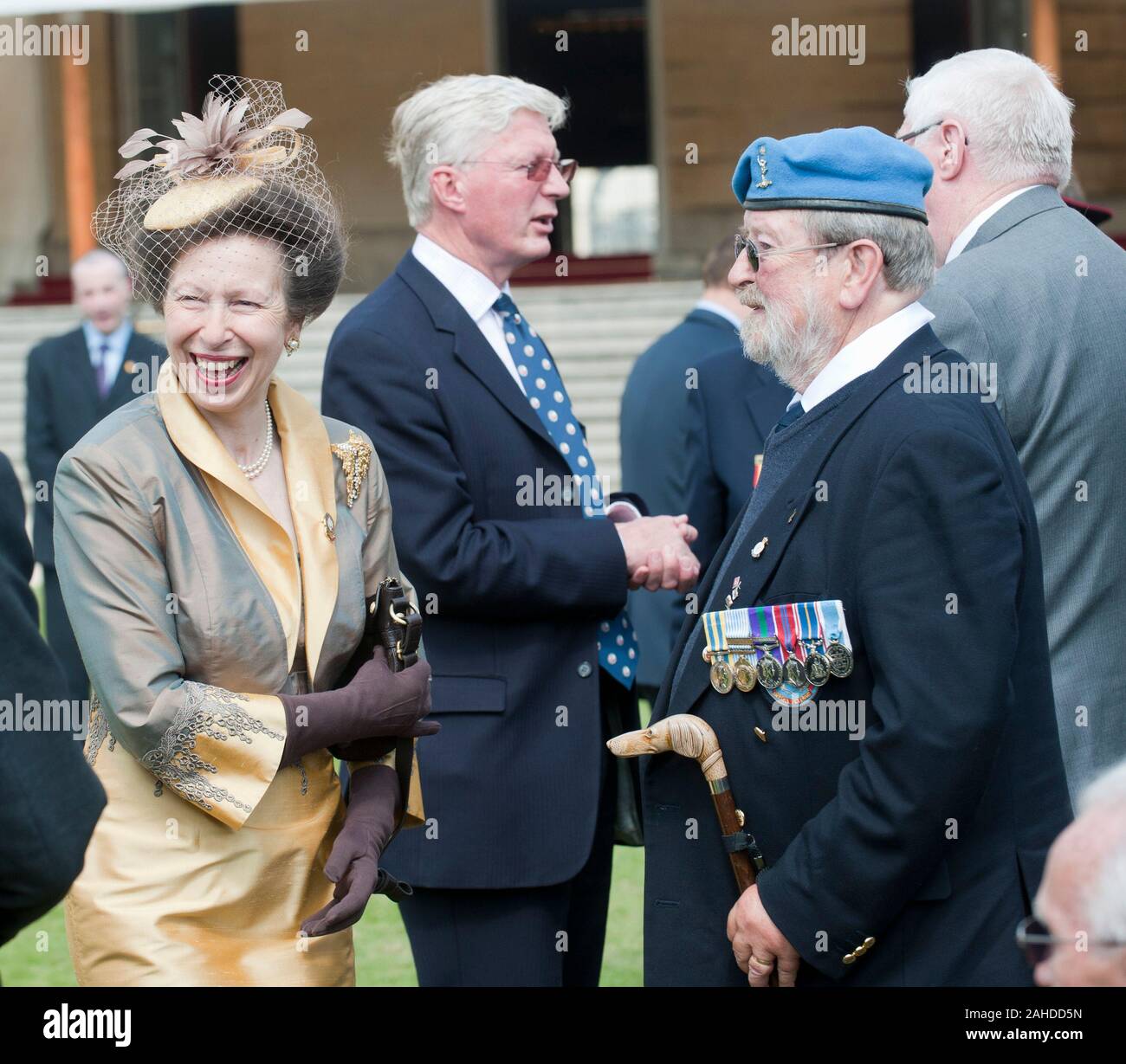 The Princess Royal as Patron of the 'not forgotten Association' meeting Military veterans at a garden Party in Buckingham Palace in 2011. Stock Photo
