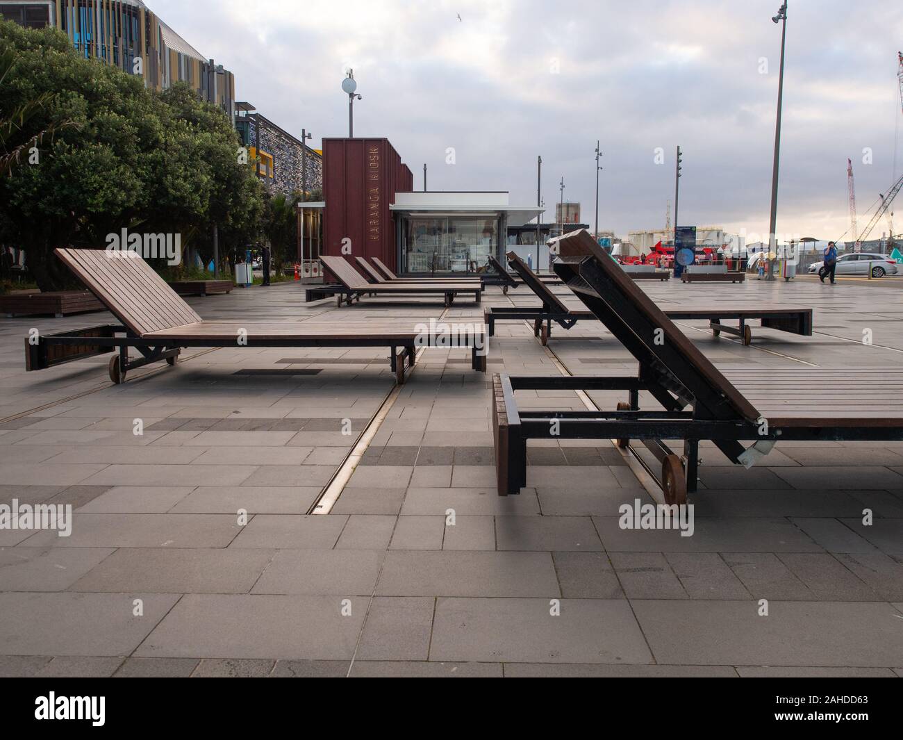 Outdoor Loungers Arounf The Waterfront In Auckland Stock Photo Alamy