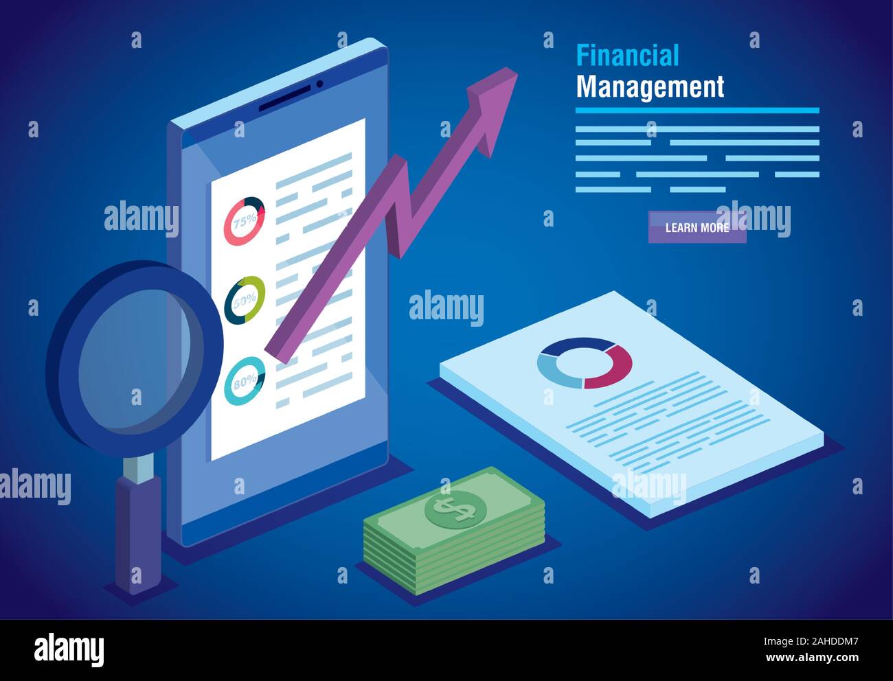 financial management with smartphone and infographics Stock Vector ...