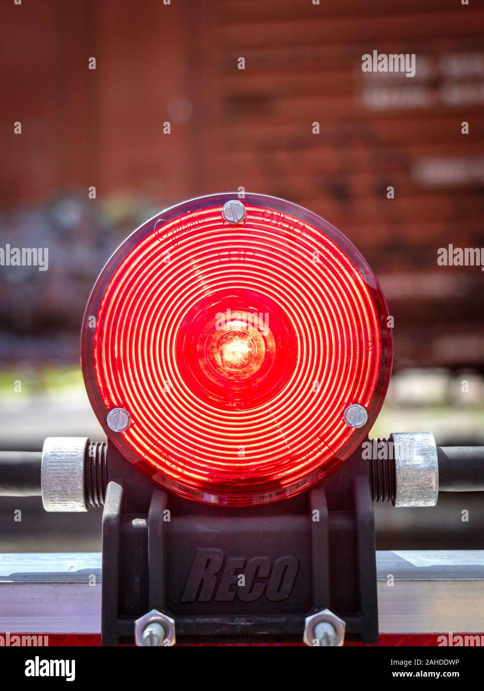 Red flashing warning light train hires stock photography and images