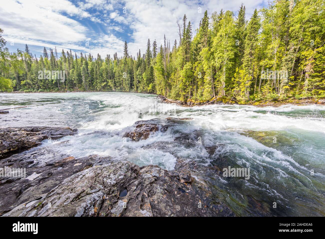 Bailey's Chute of clearwater river in Wells Gray Provincial Park, Canada Stock Photo