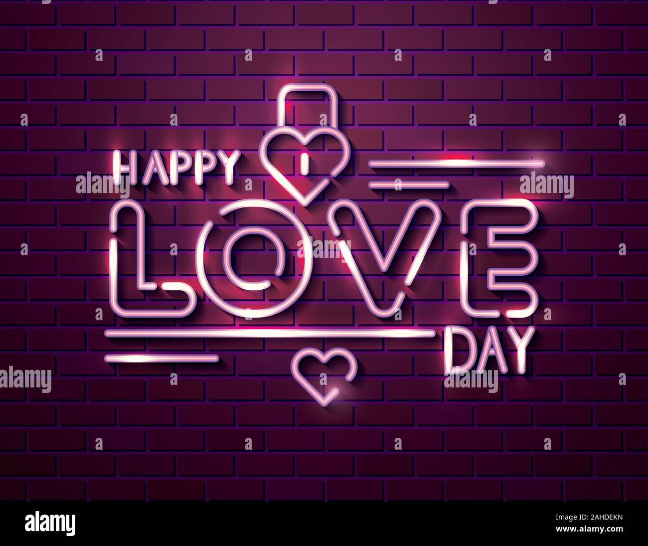 happy love day with padlock of neon lights Stock Vector Image & Art Alamy