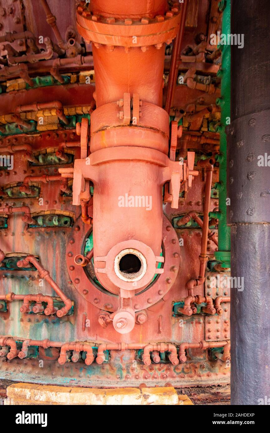 detail of steel pipe and rioted plate at the Sloss Furnace National