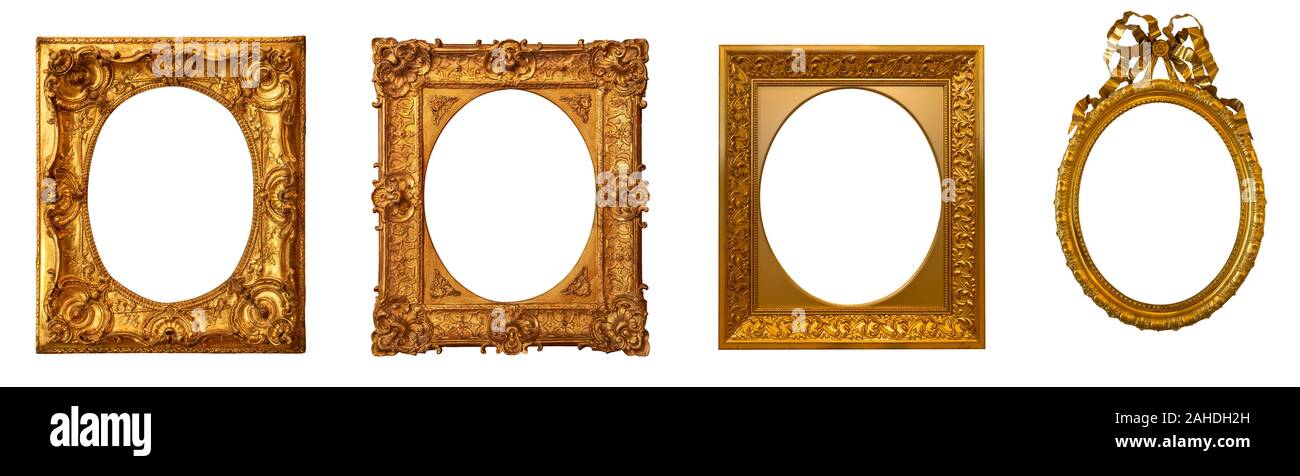 Set of Vintage gold frames isolated on white background Stock Photo - Alamy