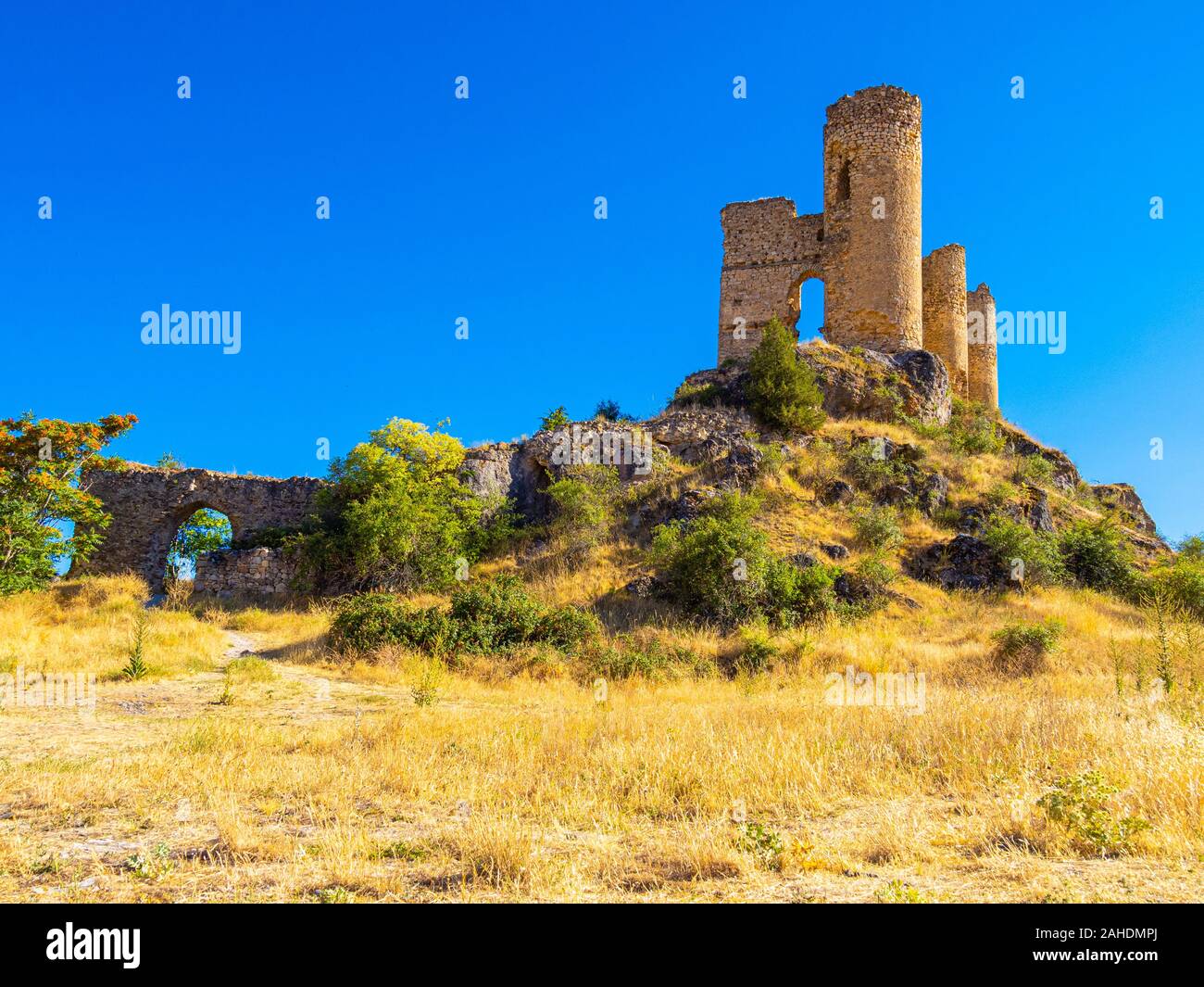 Ruins of Pelegrina Castle in Spain. Old fortress of the Middle Ages Stock Photo