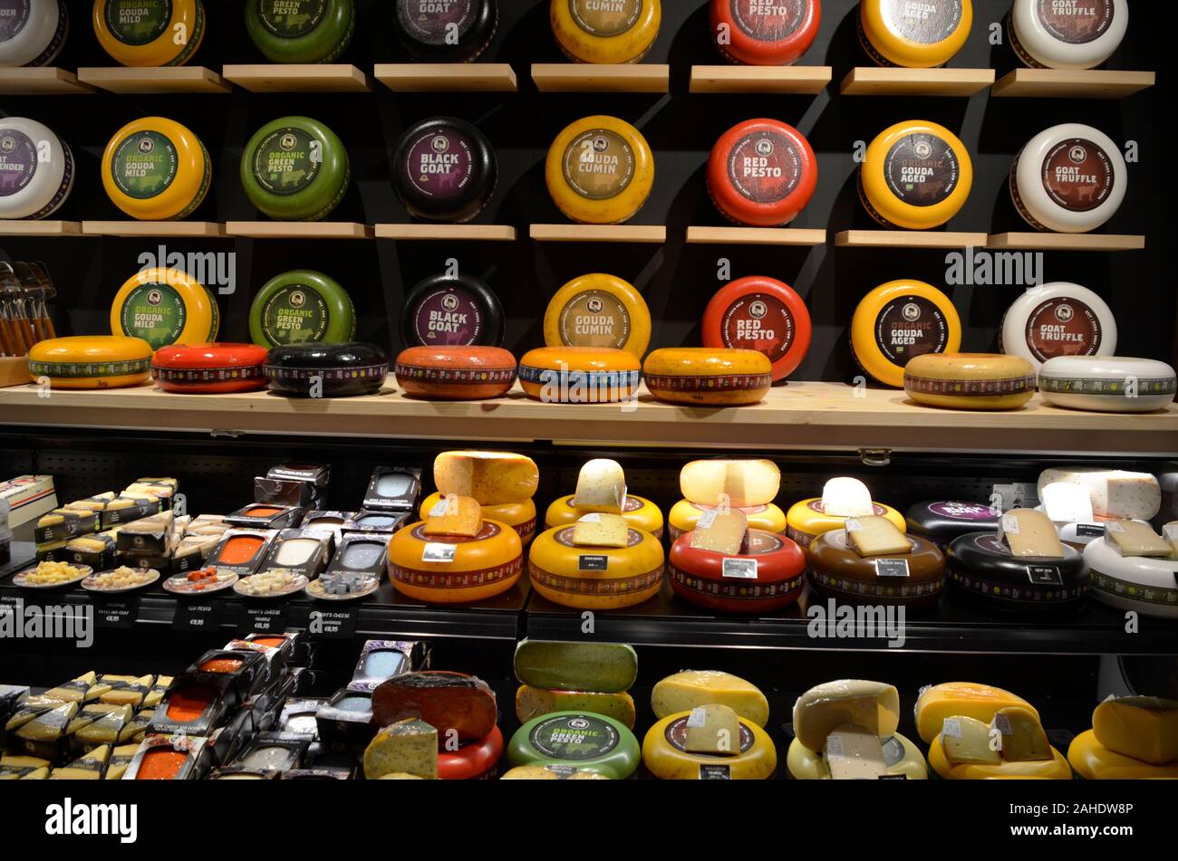 Gouda cheese store, Henri Willig Cheese Farm Store, Gouda, Netherlands Stock Photo