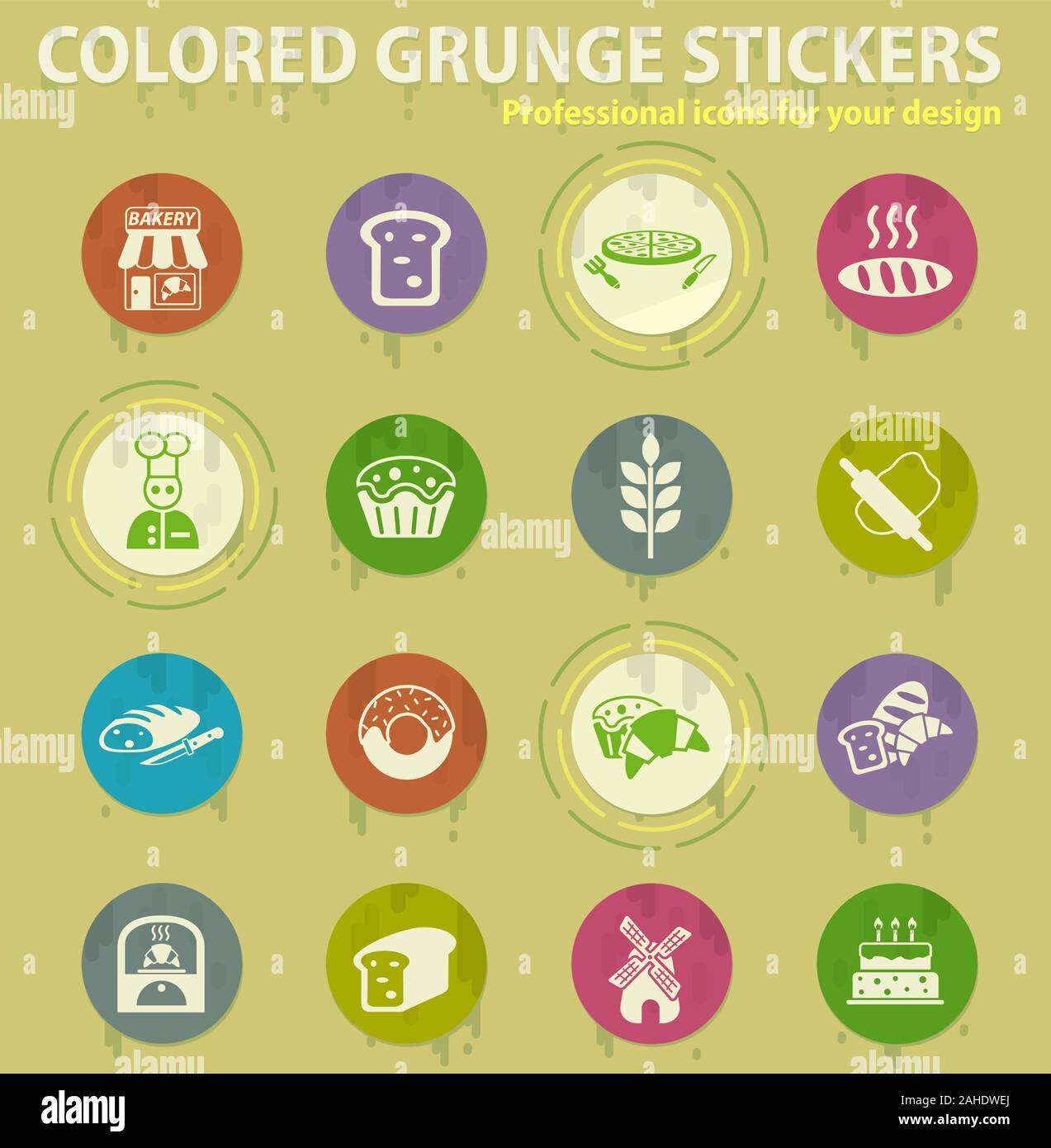 bakery colored grunge icons Stock Vector Image & Art - Alamy