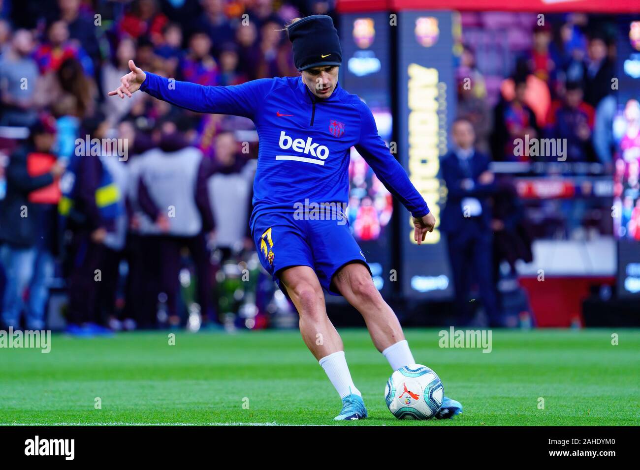 BARCELONA - DEC 21: Antoine Griezmann plays at the La Liga match between FC Barcelona and Deportivo Alaves at the Camp Nou Stadium on December 21, 201 Stock Photo