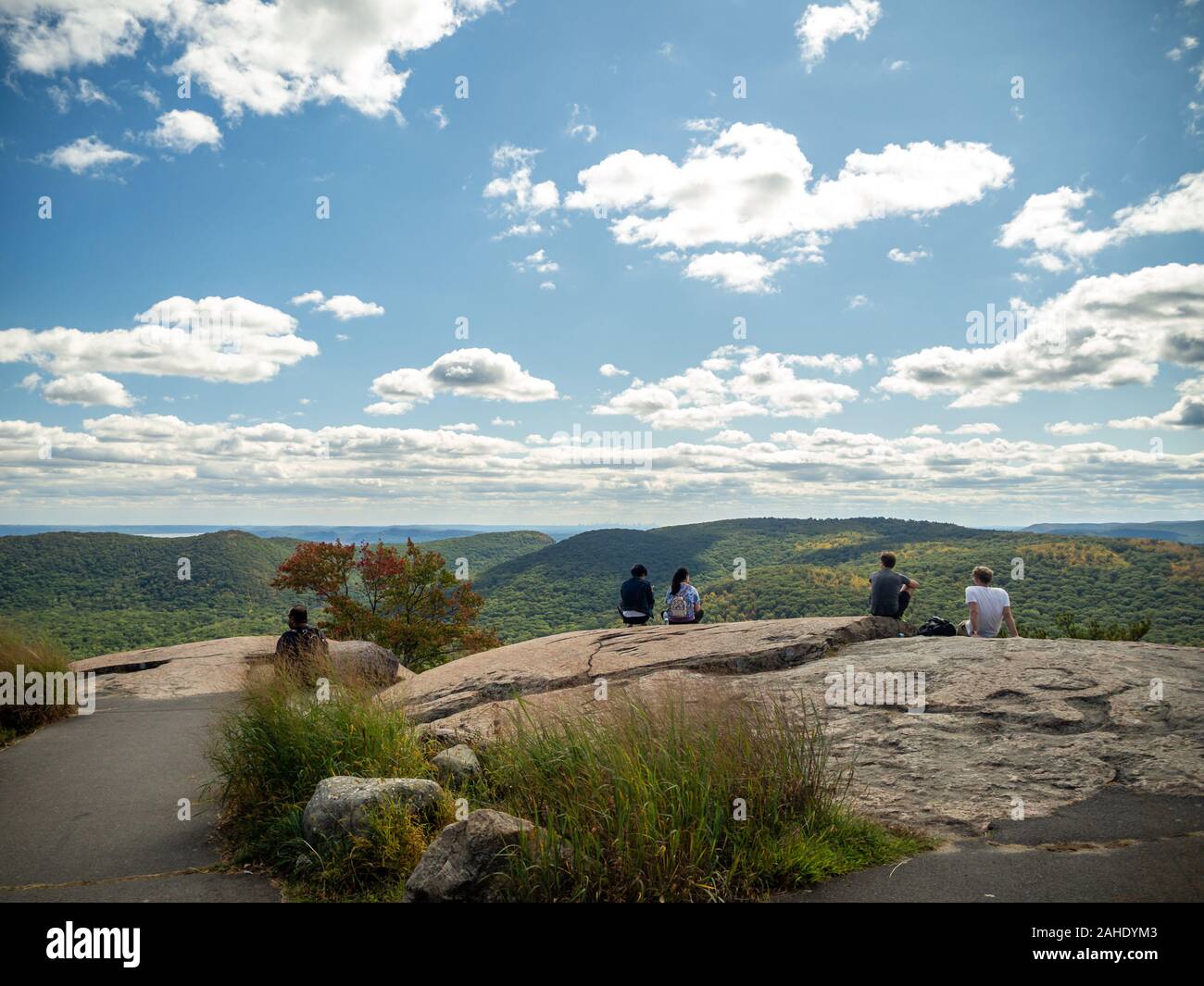 Bear Mountain State Park, Perkins Memorial Tower, Appalachian trail in upper state New York Stock Photo