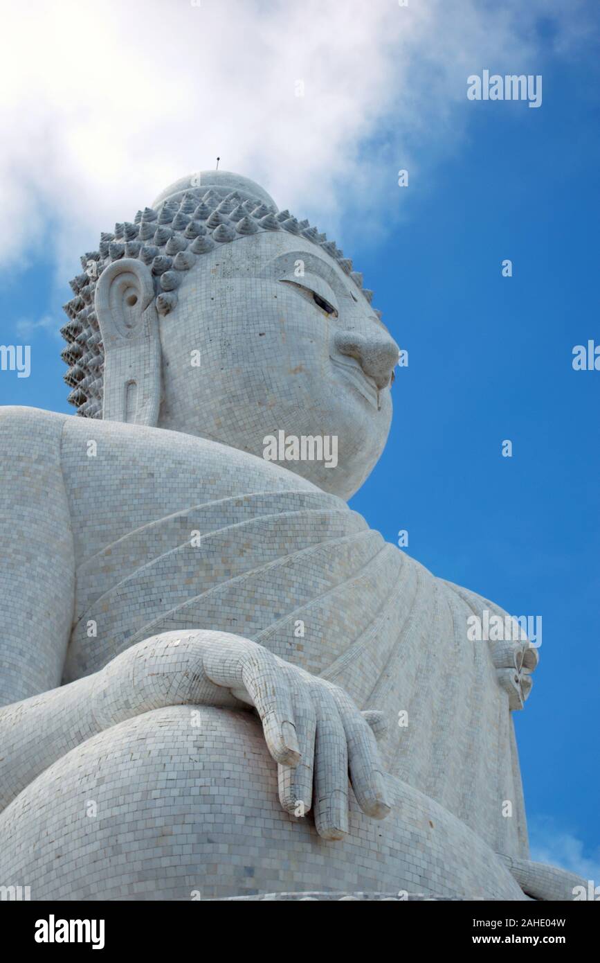 Giant marble statue of Buddha in Phuket, Thailand, known as "Big Buddha".  Low angle view Stock Photo - Alamy