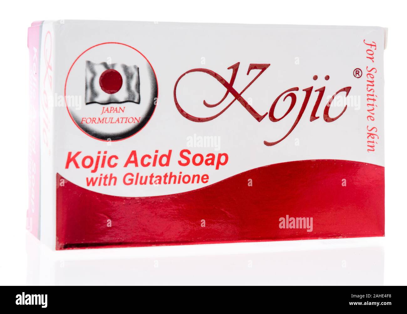 Winneconne, WI - 17 June 2019 : A package of Kojic acid soap on an isolated background Stock Photo