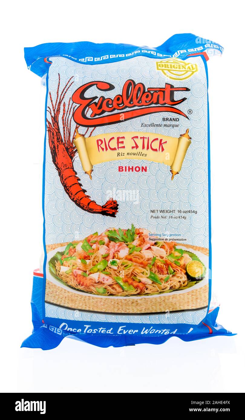 Winneconne, WI - 17 June 2019 : A package of Excellent rice stick bihon ...
