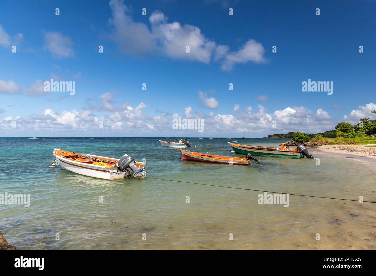 Fishing boats in water in Trinite, Martinique, France Stock Photo Alamy