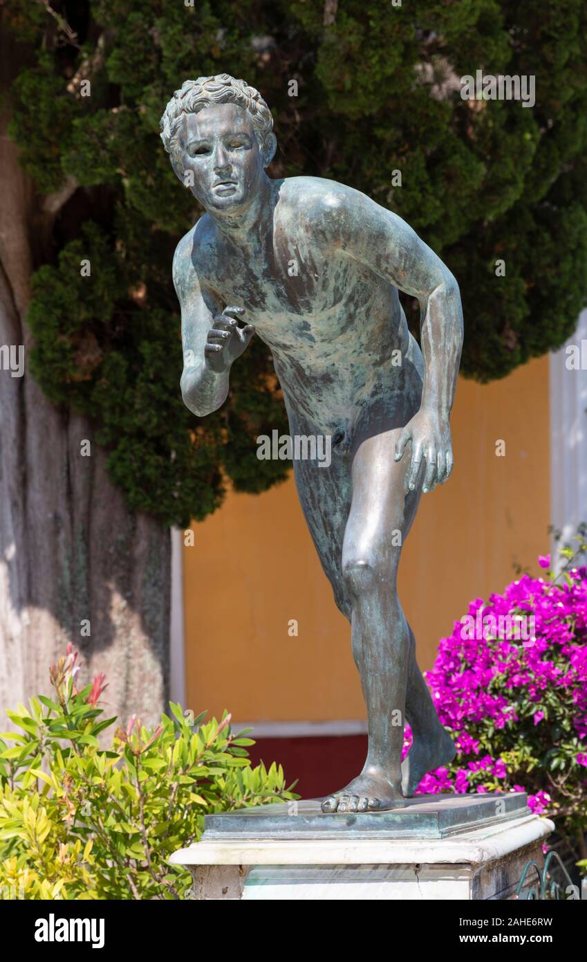 Bronze statue of The Runner in the Courtyard of the Muses, Achilleion