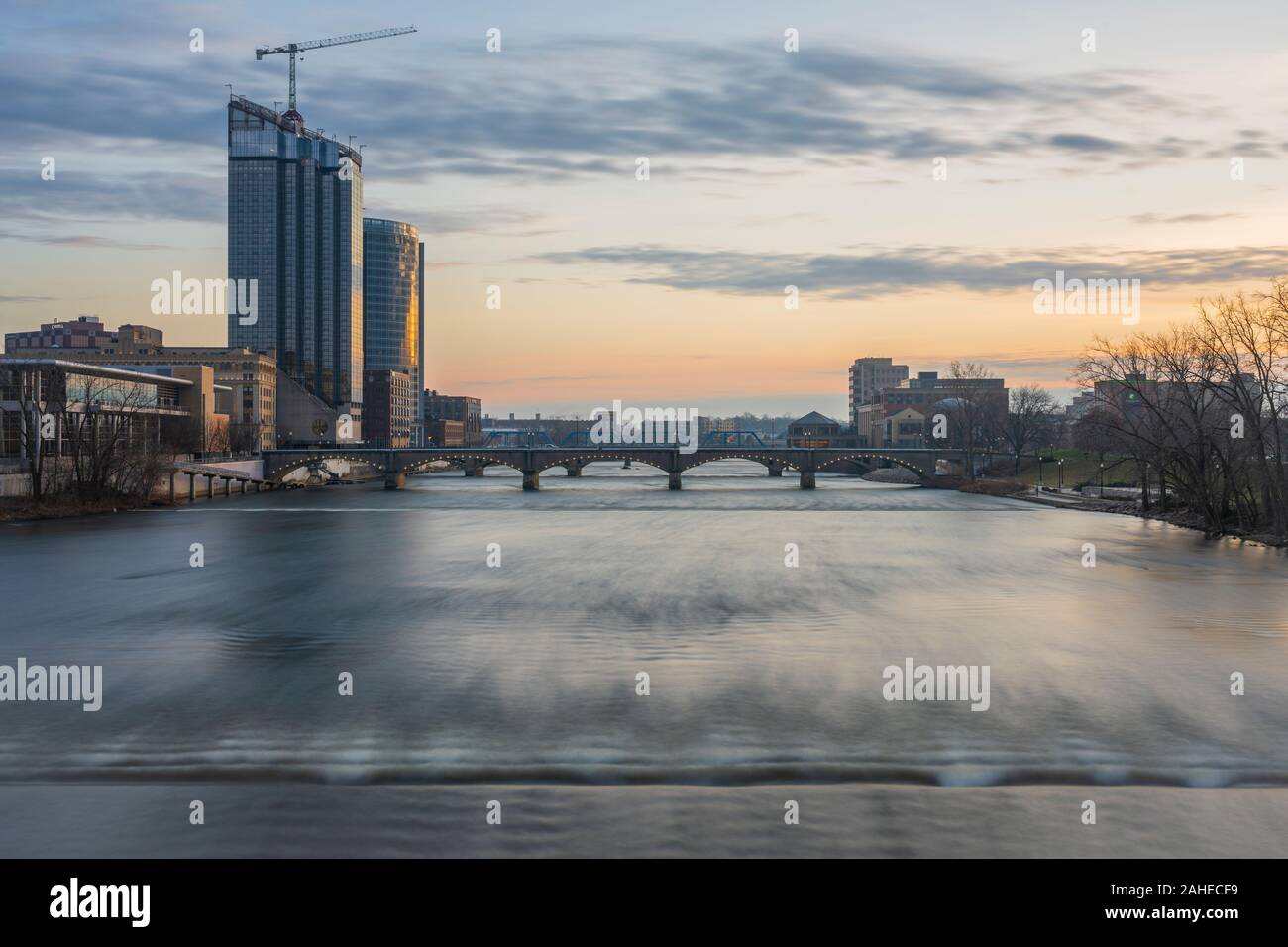 Grand River in downtown Grand Rapids, Michigan Stock Photo Alamy