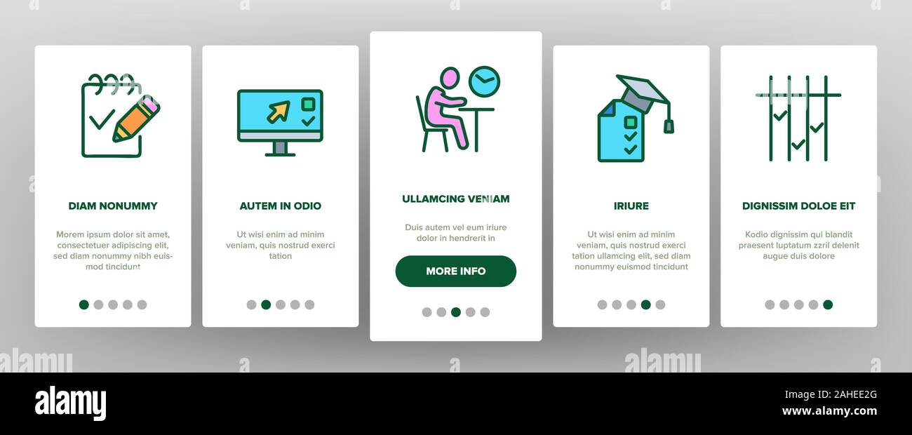 Exam Test Onboarding Icons Set Vector Stock Vector Image & Art - Alamy