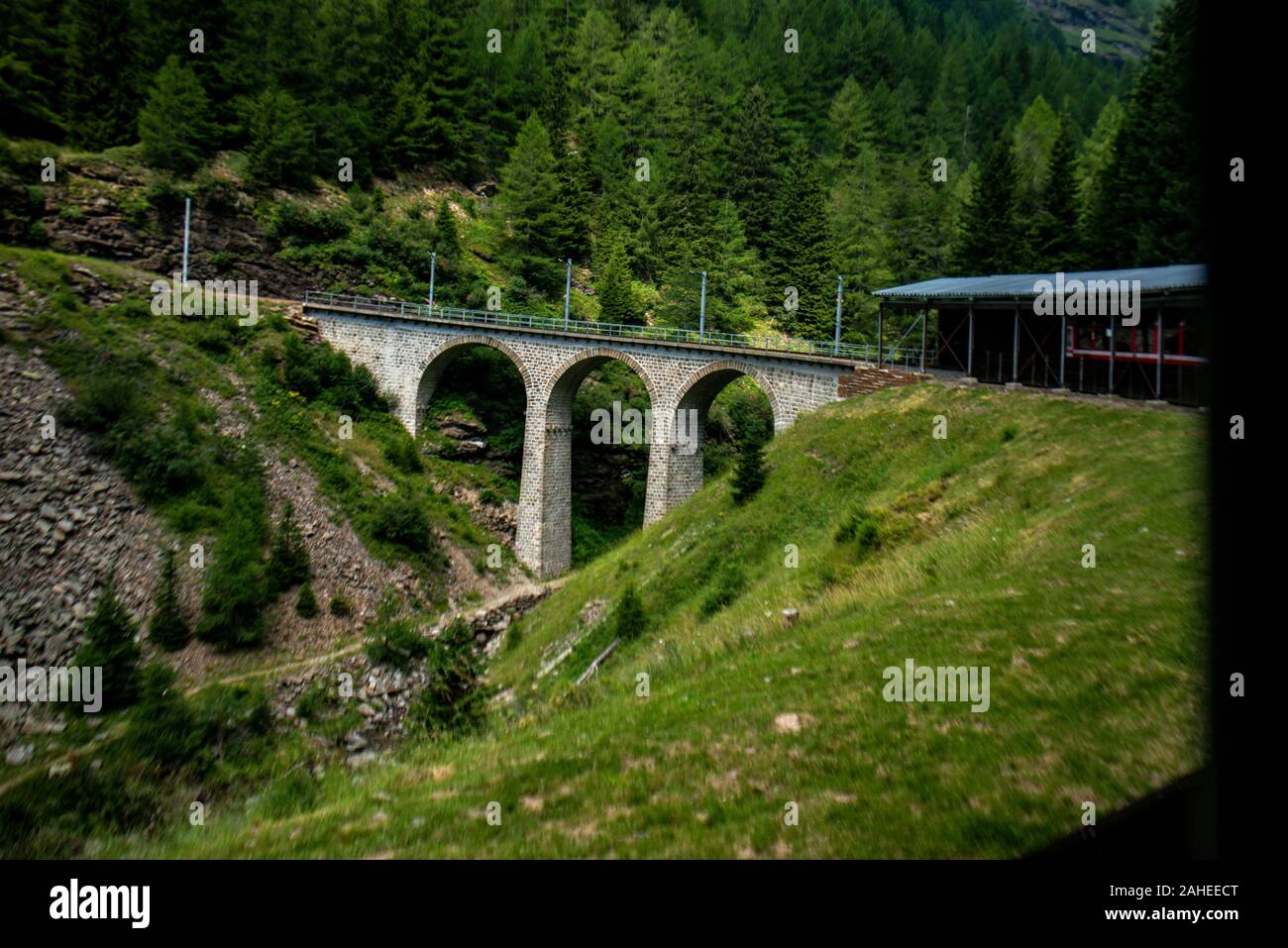 Scenes from the Bernina Express, a train connecting Chur in Switzerland to Tirano in Italy by