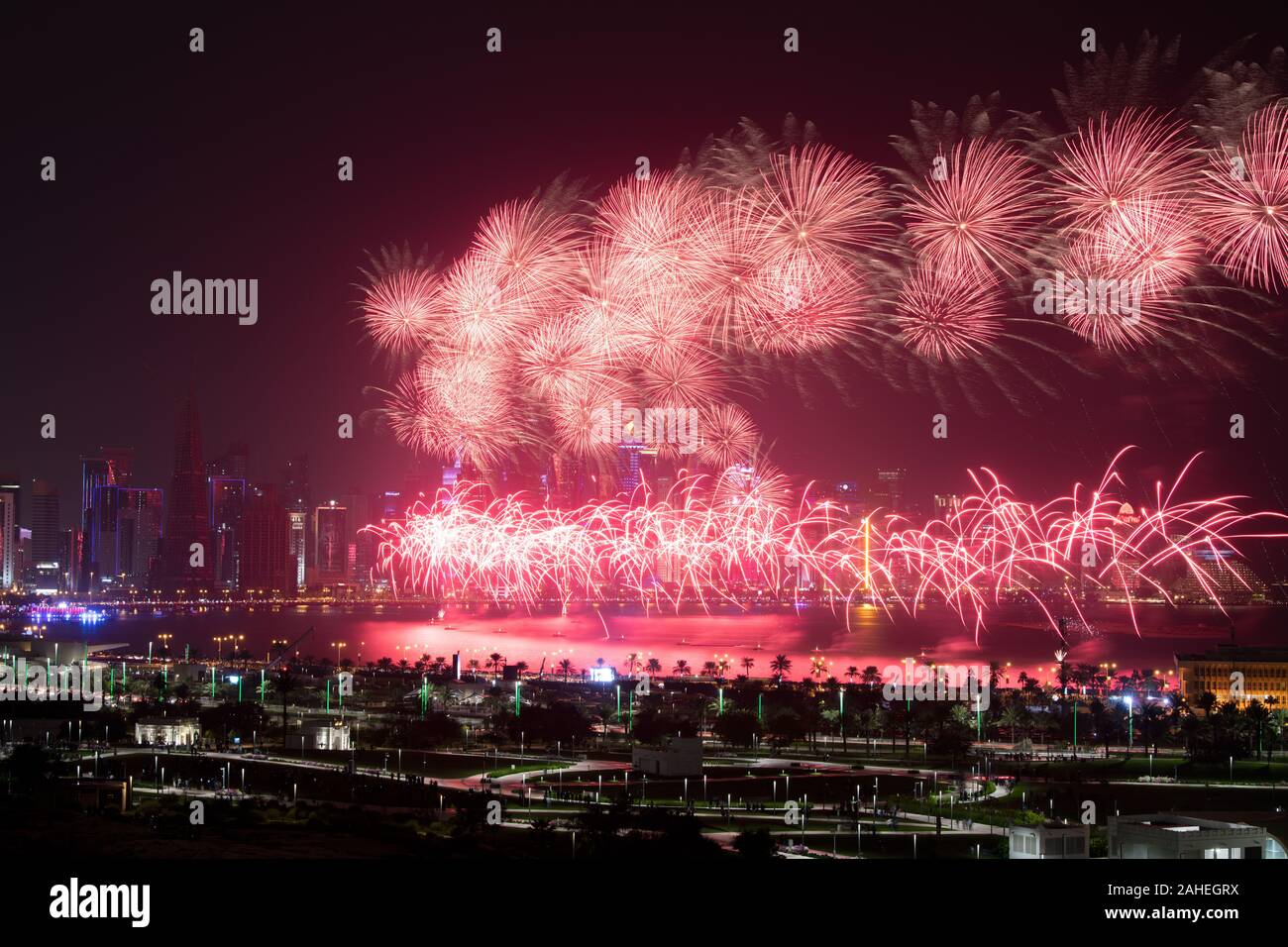 Fireworks on Qatar National Day 2019 at Corniche Stock Photo Alamy