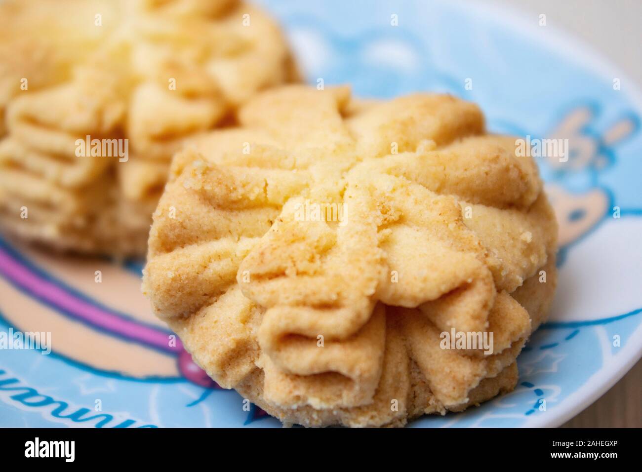 Homemade butter Cookie with a flower shape Stock Photo