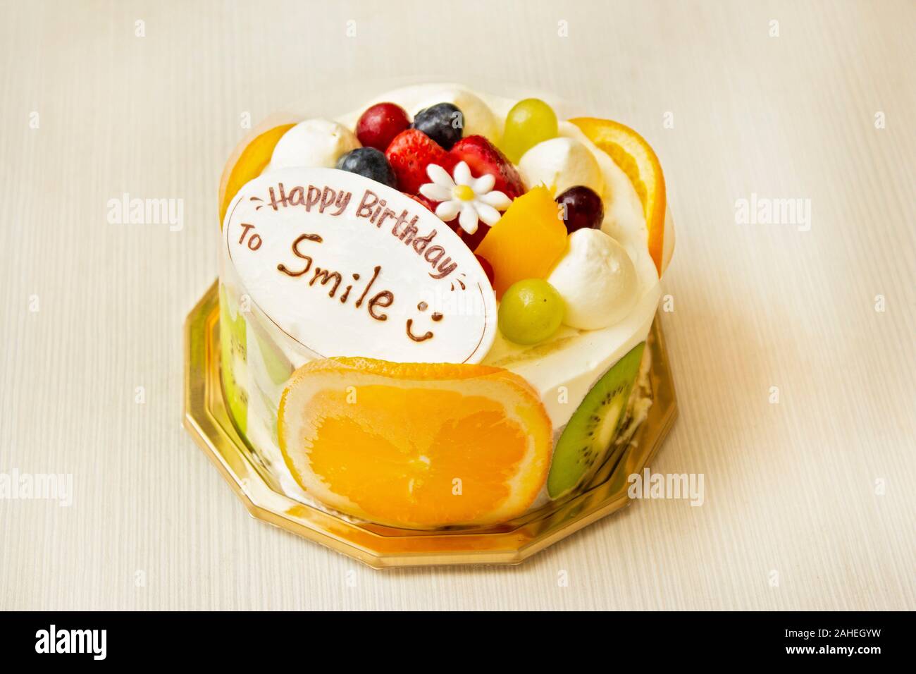 A Fruit Birthday Cake With A Name Card Stock Photo Alamy A Fruit Birthday Cake With A Name Card Stock Photo Alamy