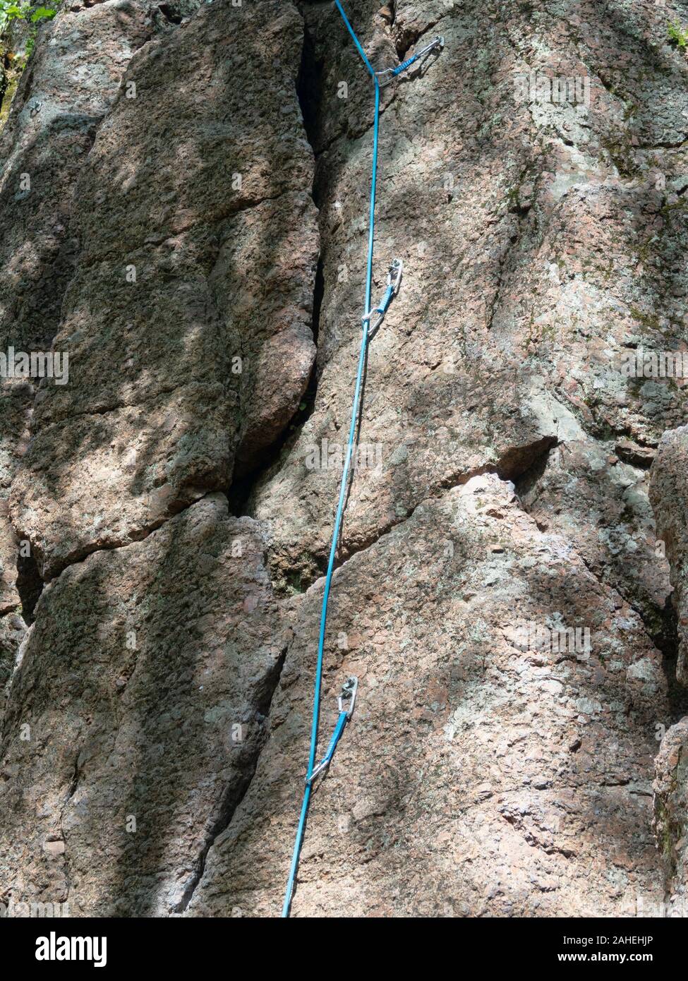 Ready rope safety track for climbing. Active extreme rest in summer for