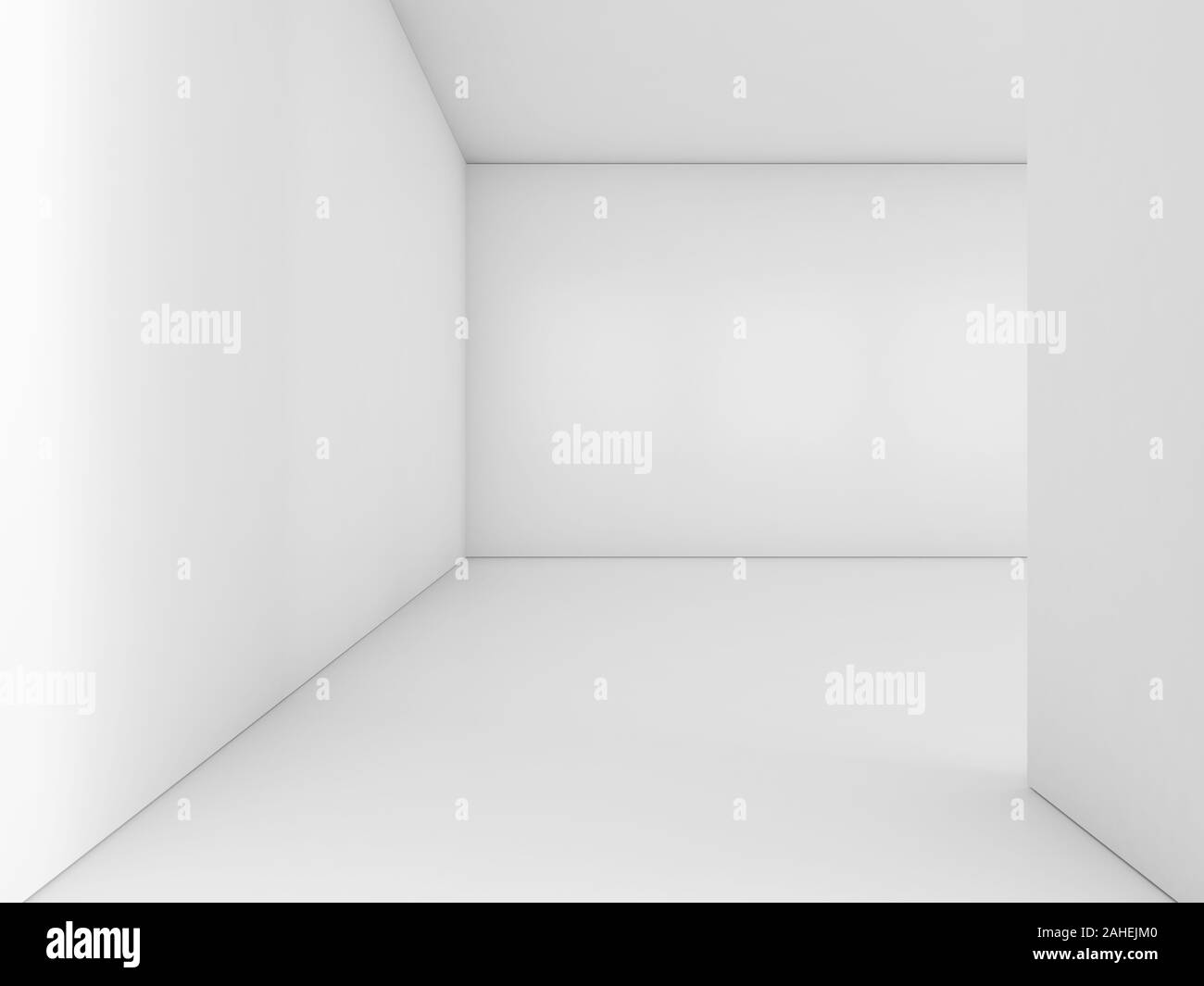 Abstract empty white room interior, minimal architectural background, 3d rendering illustration Stock Photo