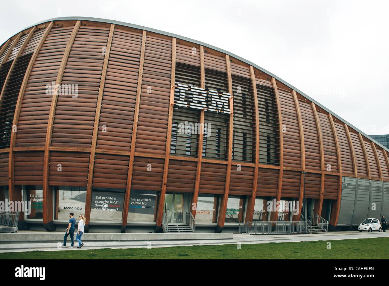 Italy, Milan, May 30 2019 Modern futuristic IBM building Stock Photo