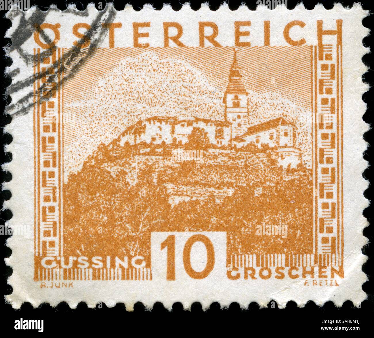Güssing Castle, Burgenland - large format, ochre Stock Photo