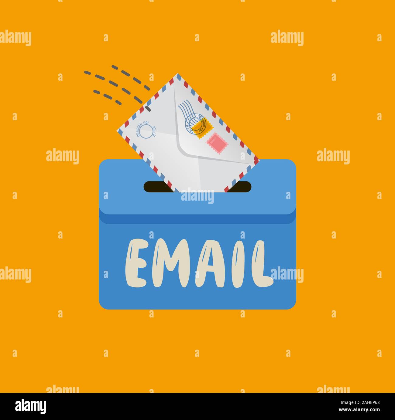 Email, message symbol. Mail envelope drops in the mailbox vector Stock Vector