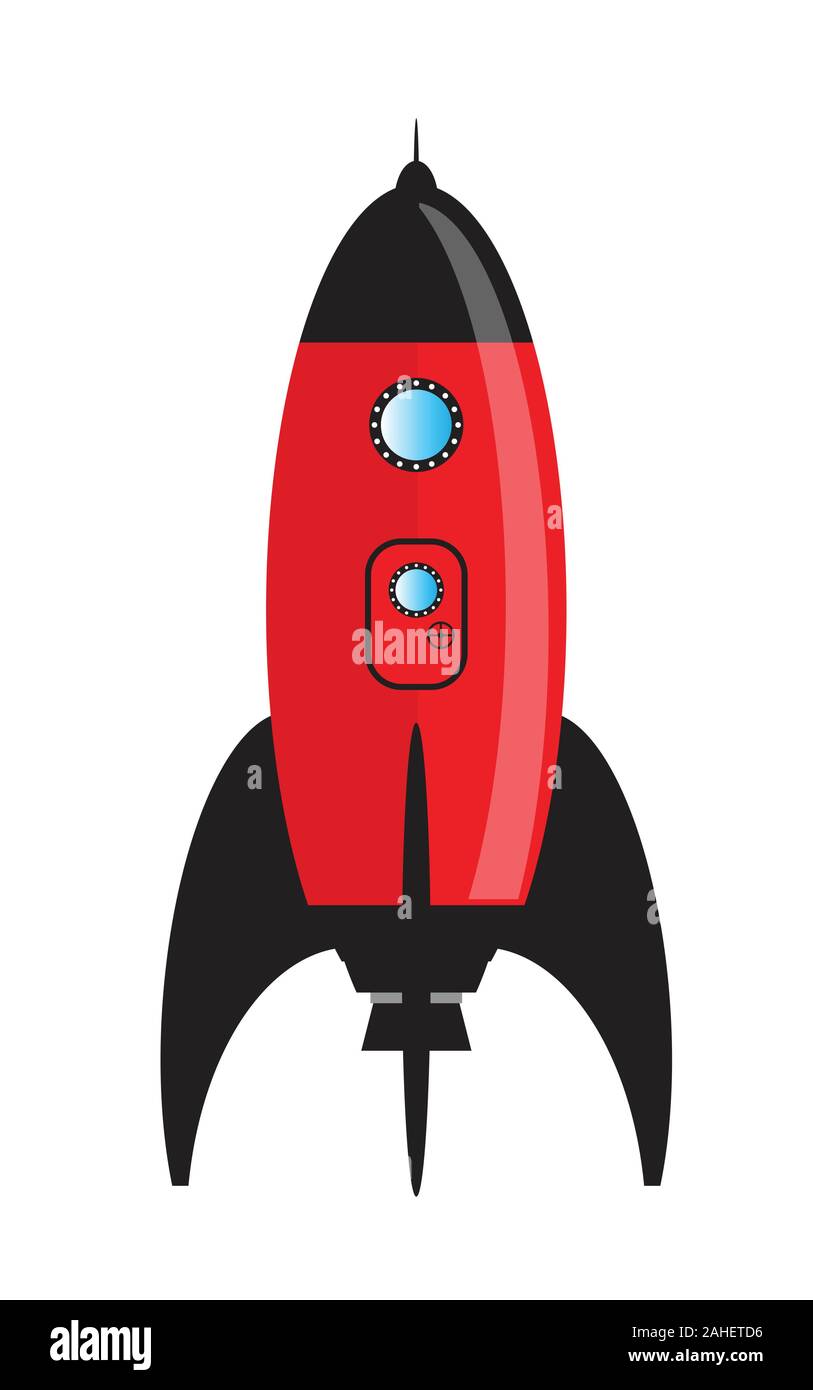 A cartoon style red spaceship over a white background Stock Vector ...
