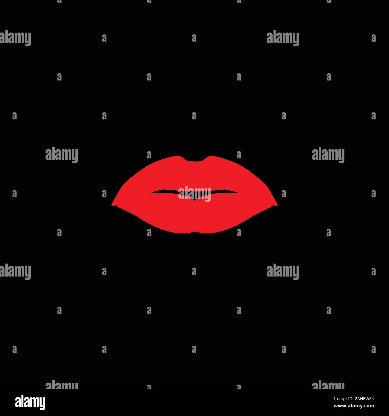 Kissing red lipstick lips over a black background Stock Vector