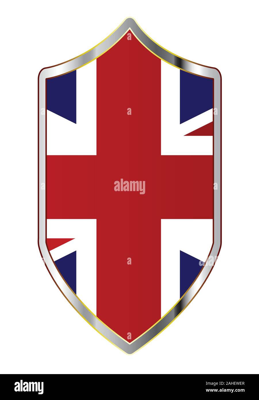 A typical crusader type shield with the Union Jack flag of England and Great Britain Stock Vector