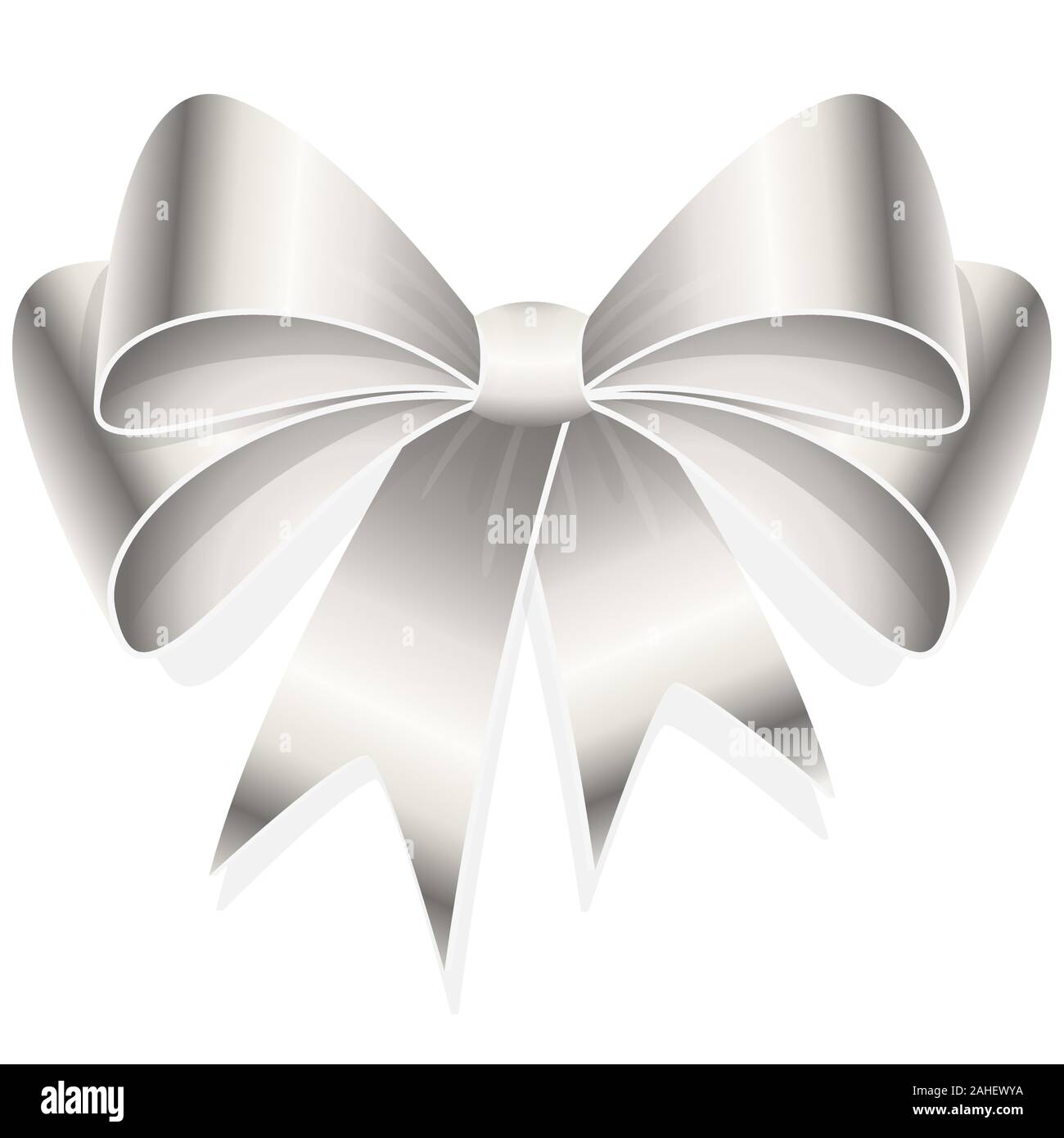 EPS 10 vector illustration of silver colored ribbon bow isolated on ...