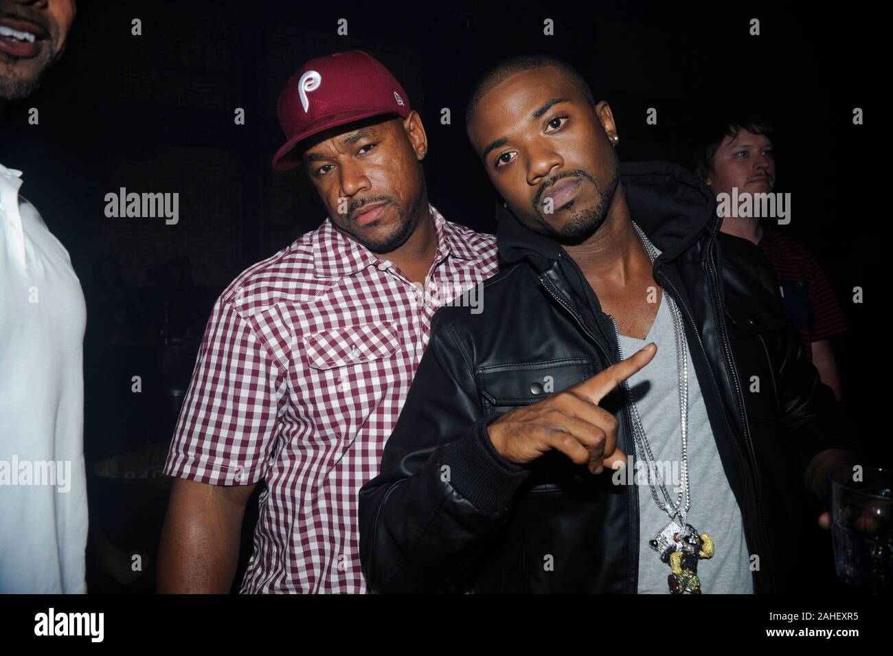 (L-R) Cash 'Wack100' Jones and Actor / Singer / Reality TV Star William Raymond Norwood Jr. aka Ray J on set of Ray J & Kid Ink 'Drinks In The Air' Music Video in Los Angeles, California. Stock Photo