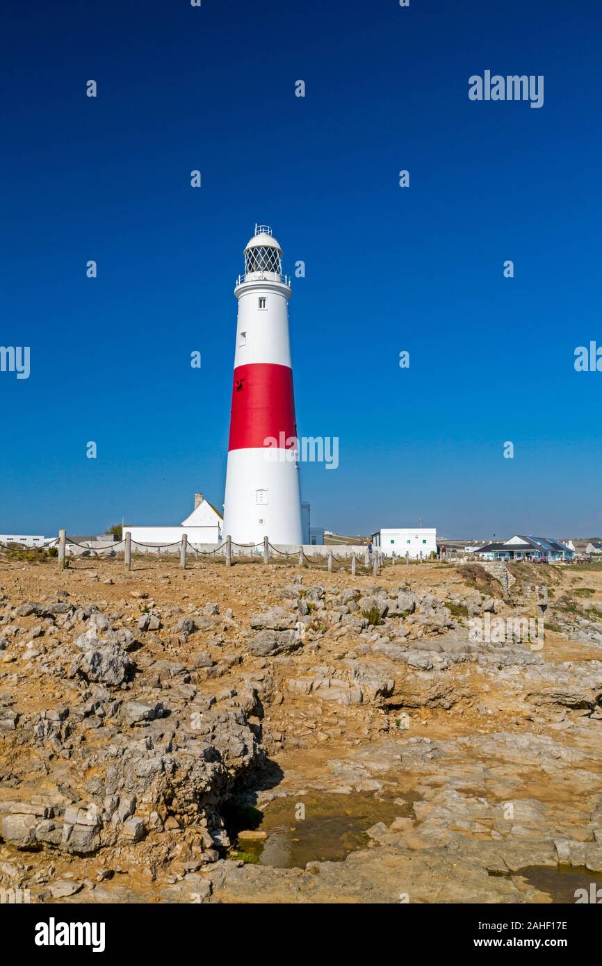 The lighthouse at the southernmost tip of Portland Bill, Dorset, England, UK Stock Photo
