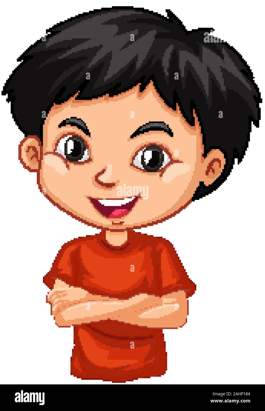 One happy boy in red shirt illustration Stock Vector Image & Art - Alamy