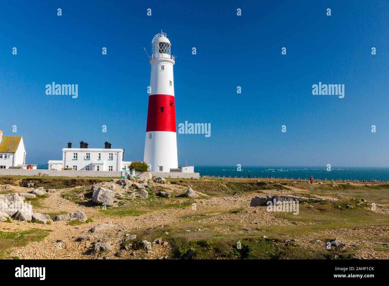 The lighthouse at the southernmost tip of Portland Bill, Dorset, England, UK Stock Photo