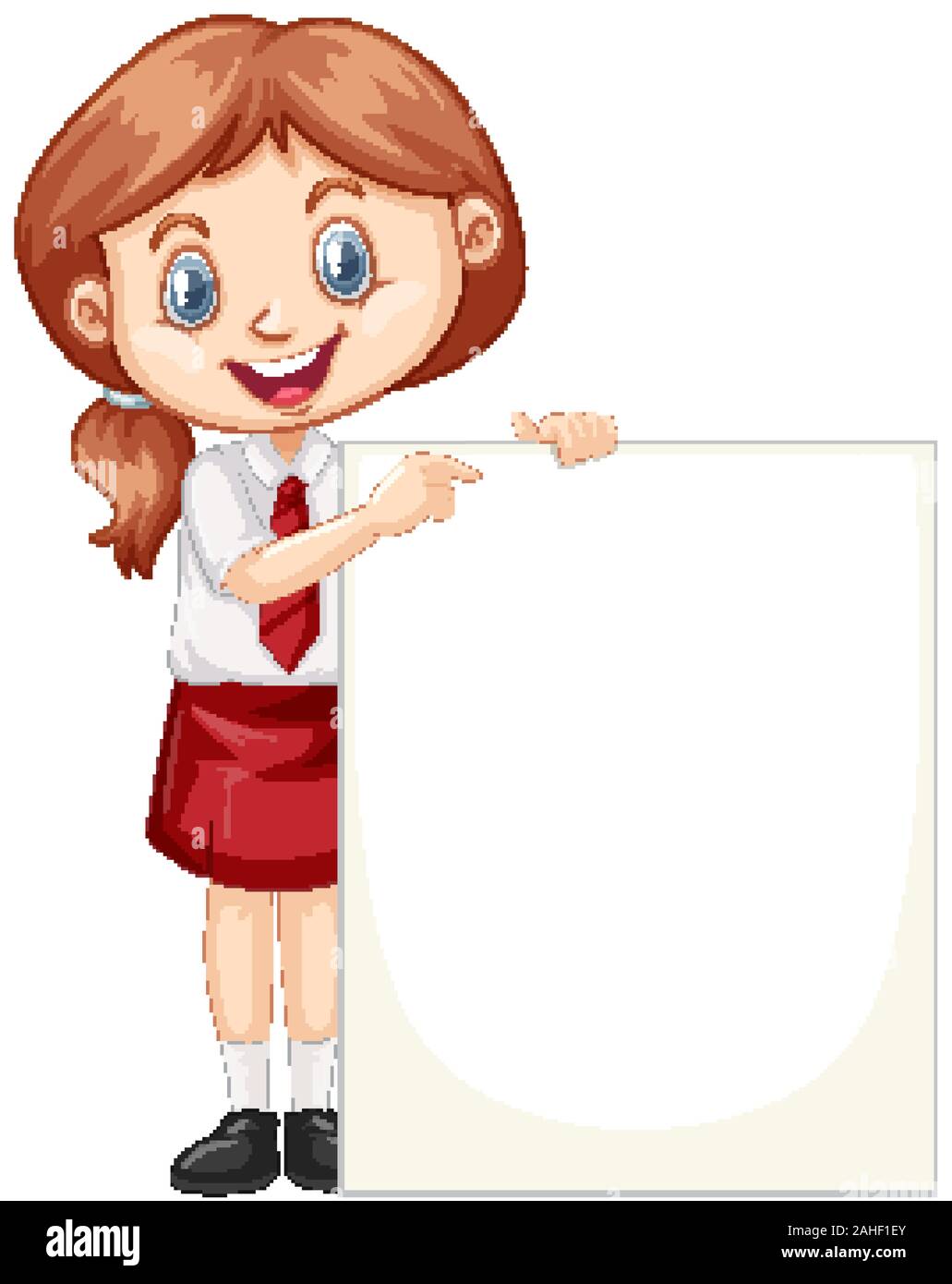 One happy girl with blank board illustration Stock Vector Image & Art ...