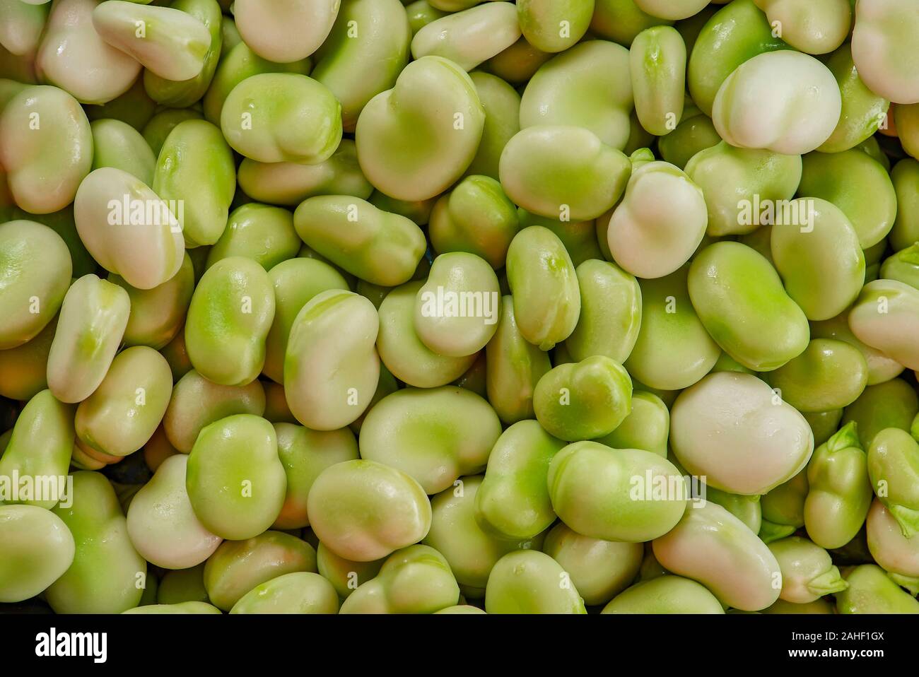 Fresh Opened Peeled Green Soy Bean Crop Background Stock Photo