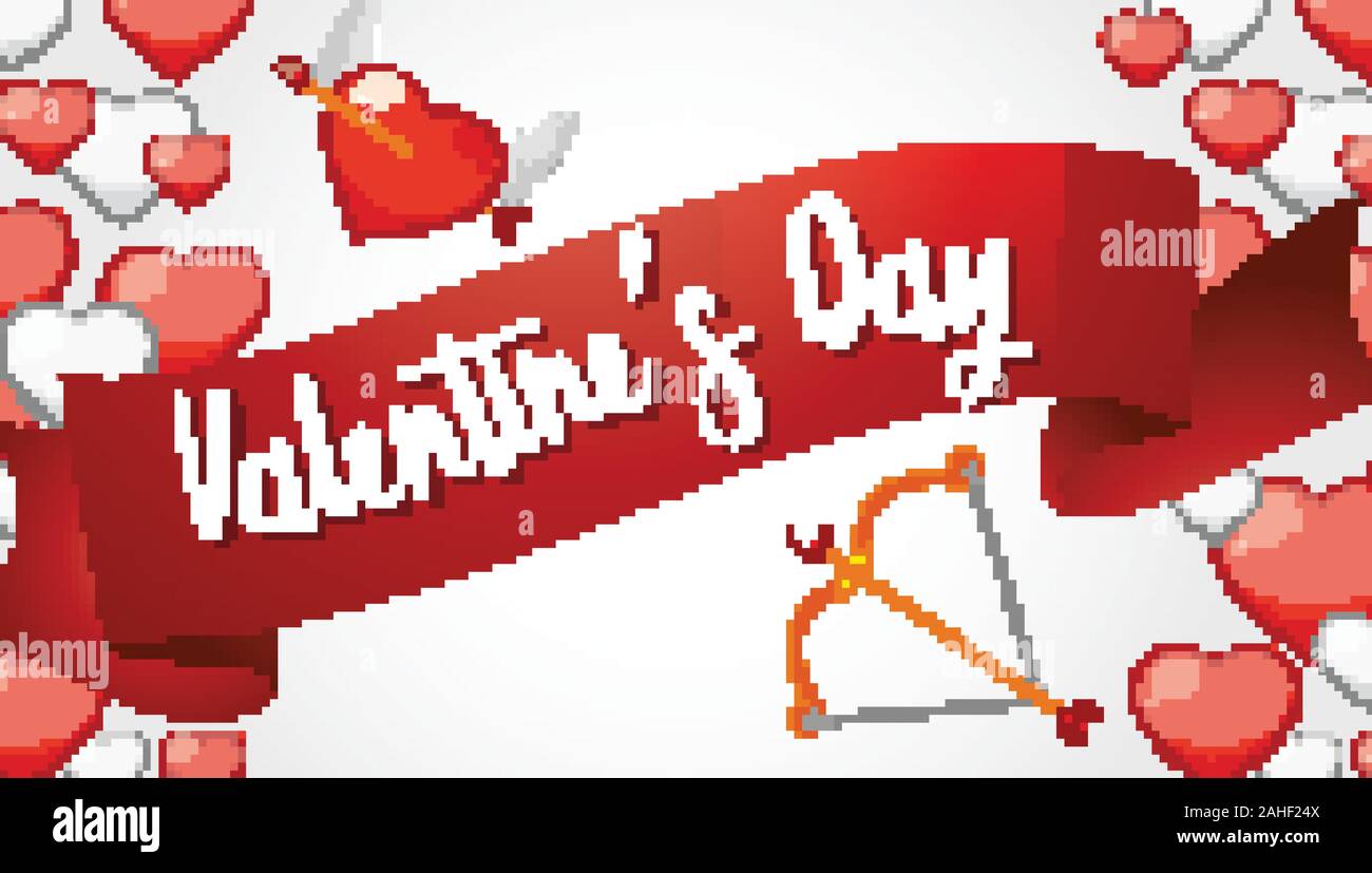 Valentine theme with red hearts and arrow illustration Stock Vector ...