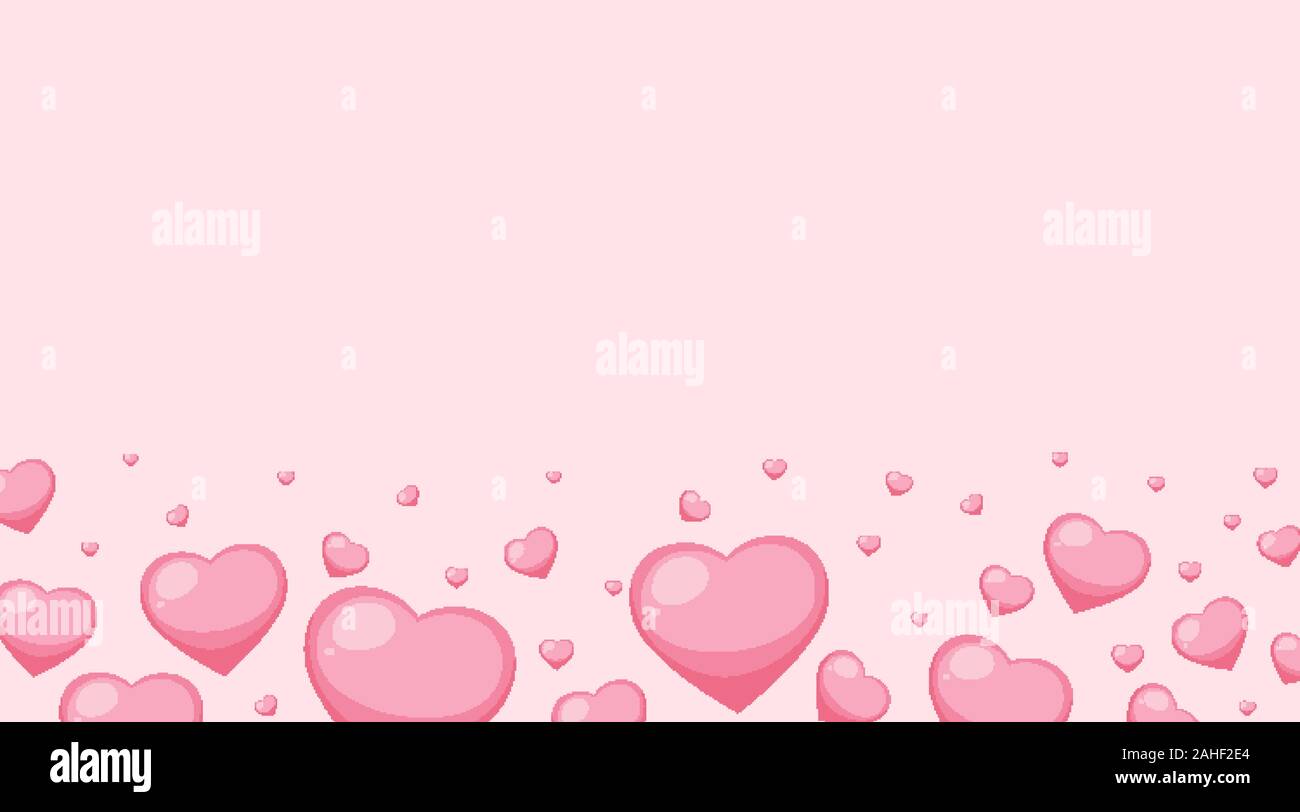 Valentine theme with pink hearts on pink background illustration Stock ...