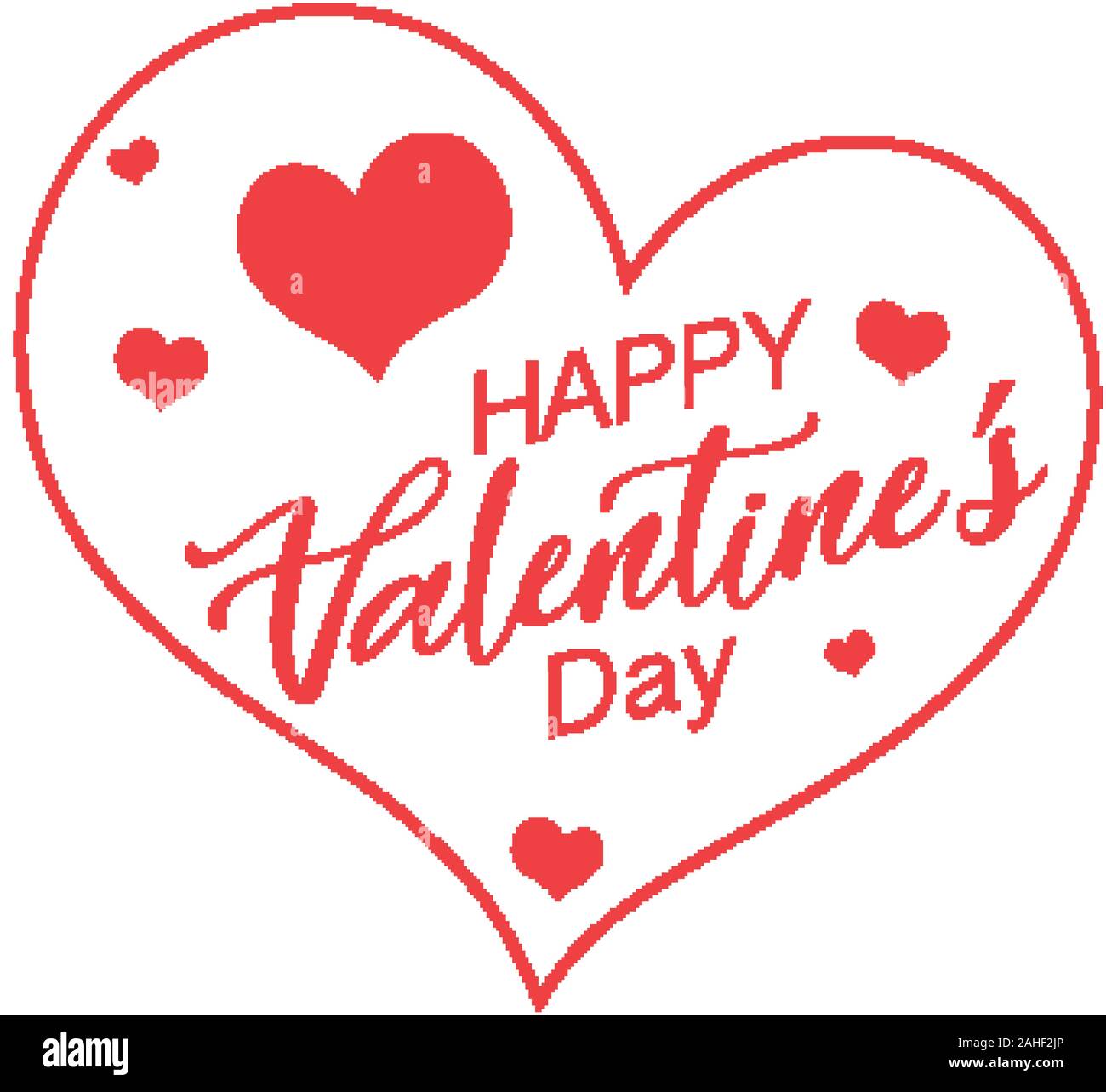 Valentine theme with red hearts on white background illustration Stock ...