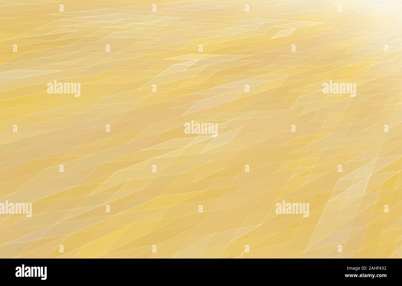 Abstract yellow triangular shape background with tilted, diminishing perspective. High resolution full frame triangle geometric background. Copy space Stock Photo