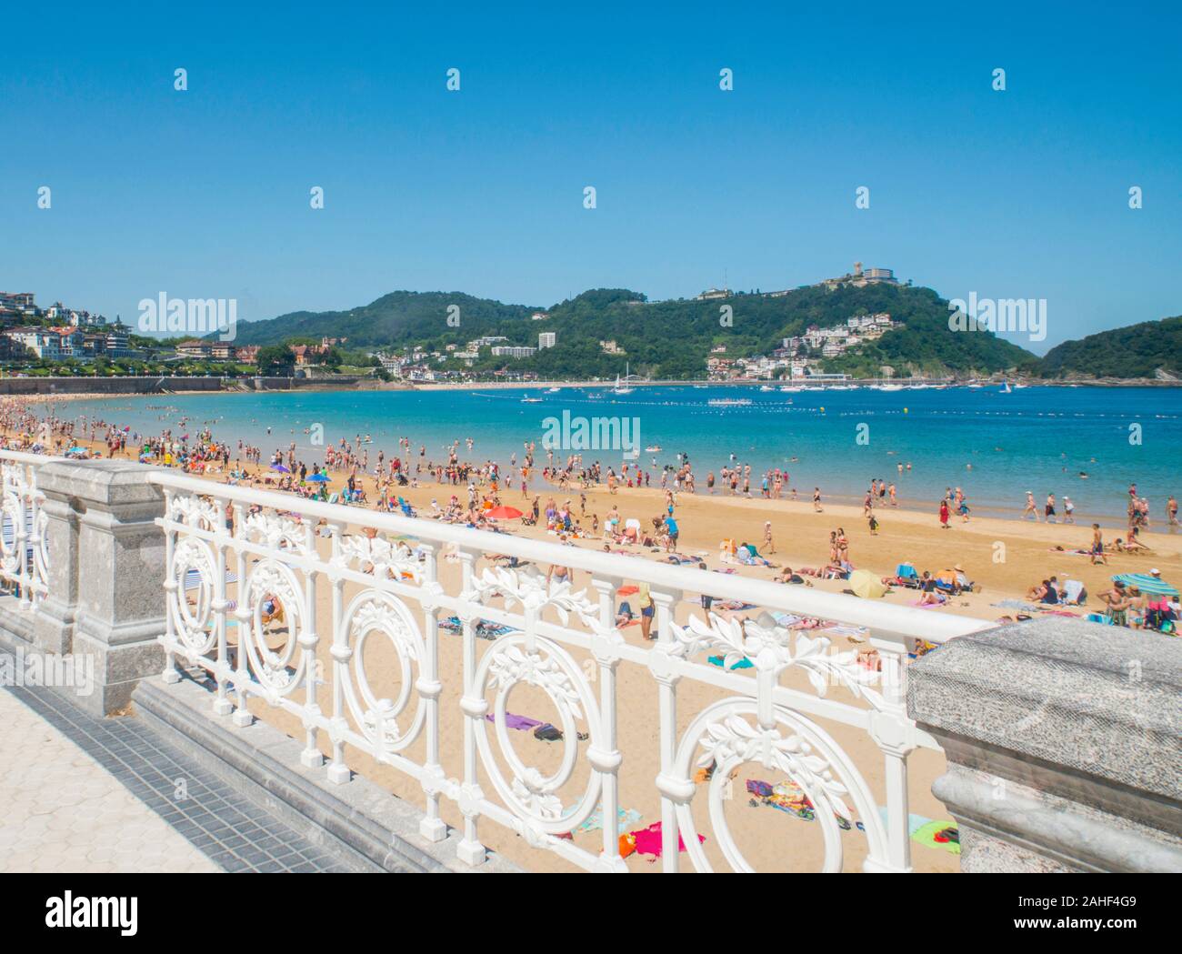 Promenade and La Concha beach. San Sebastian, Spain. Stock Photo
