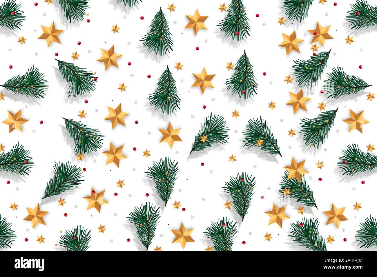 Christmas tree and star seamless pattern. illustration, Christmas seamless pattern. Stock Photo