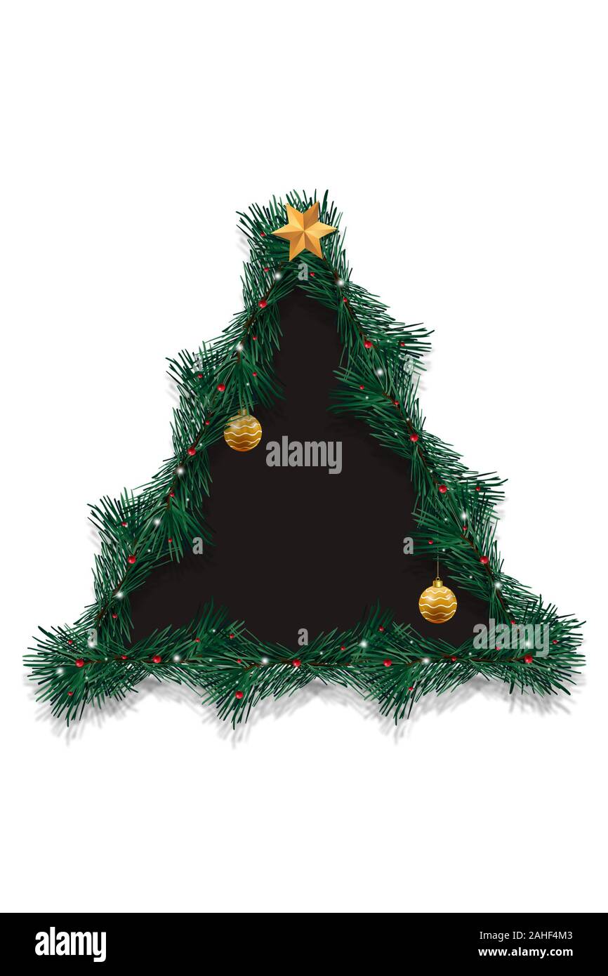 Christmas tree concept. Creative winter layout made with evergreen tree branches. Stock Photo