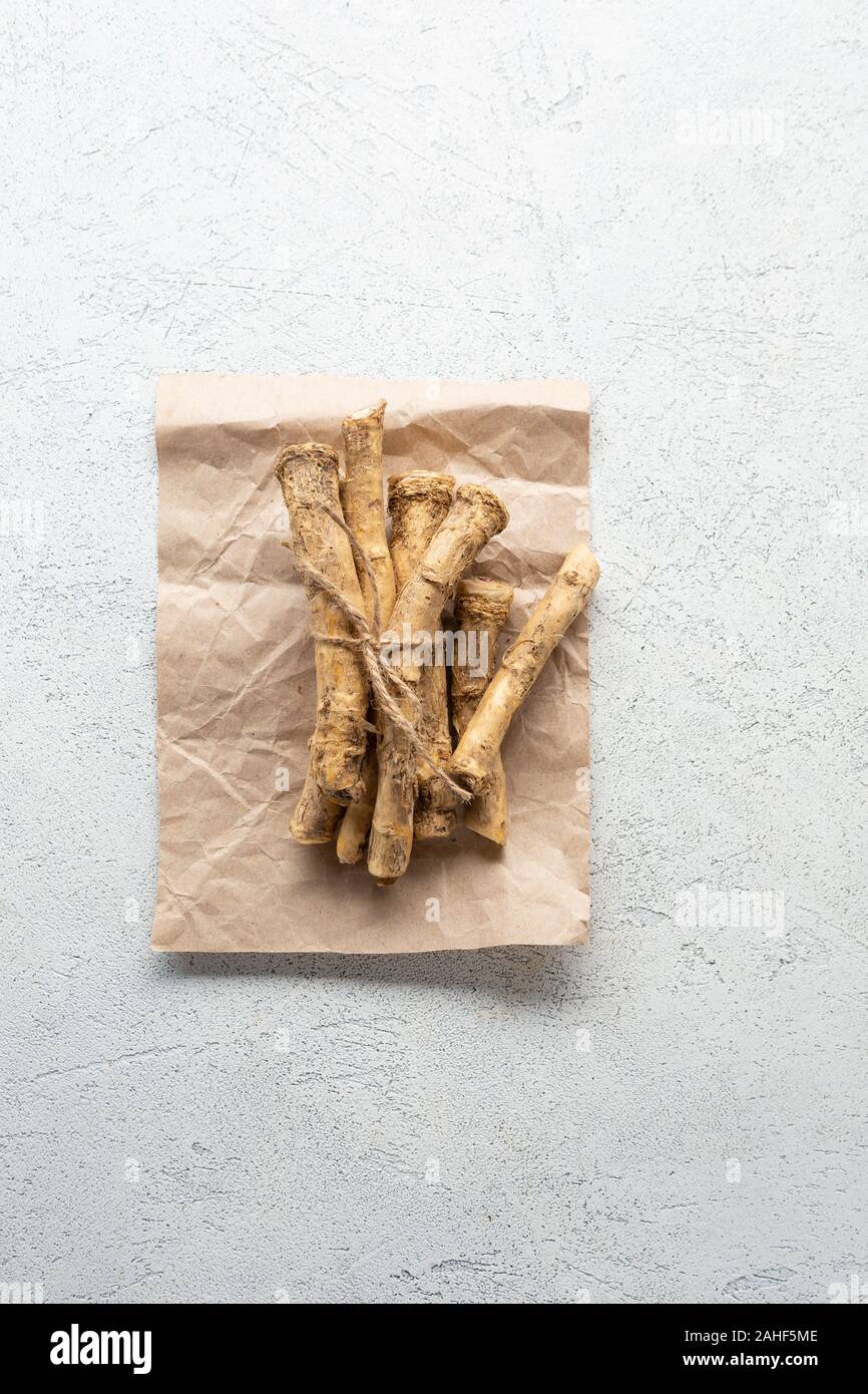 Roots of horse radish top view Stock Photo