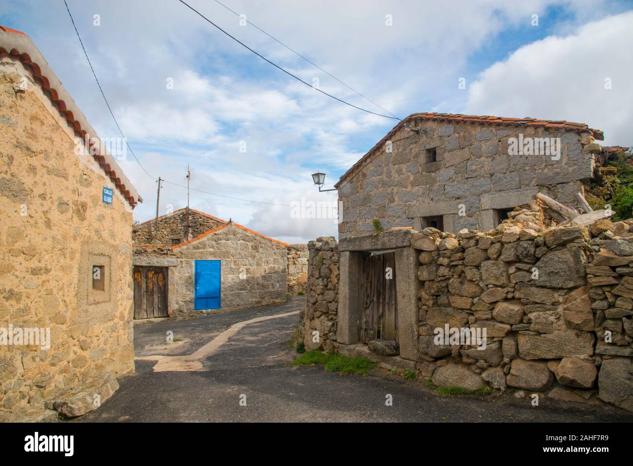 Street. Narrillos del Rebollar, Avila province, Castilla Leon, Spain. Stock Photo